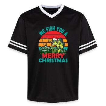 Weihnachten im Juli Zitat Wir fischen dich - Unisex Football Style Mesh T-Shirt - Offwhite/Bordeaux - Vorne - AI Model Male 178 light (178cm) & AI Model Male 178 dark (178cm)