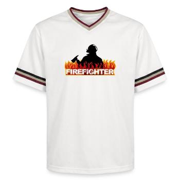 Fireman - Unisex Football Style Mesh T-Shirt - offwhite/burgundy - Front - AI Model Male 178 light (178cm) & AI Model Male 178 dark (178cm)