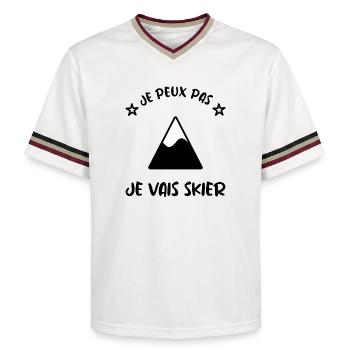 JE PEUX PAS. SKIER. SKI. RAQUETTE. SNOW. SNOWBOARD - T-shirt de foot unisexe en mesh - blanc cassé/bordeaux - Devant - AI Model Male 178 light (178cm) & AI Model Male 178 dark (178cm)