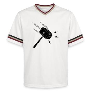 Hammer of thor Thor s hammer Mjolnir lightning stral - Unisex Football Style Mesh T-Shirt - offwhite/burgundy - Front - AI Model Male 178 light (178cm) & AI Model Male 178 dark (178cm)