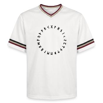 Alphabet runique en cercle Symboles - T-shirt de foot unisexe en mesh - blanc cassé/bordeaux - Devant - AI Model Male 178 light (178cm) & AI Model Male 178 dark (178cm)