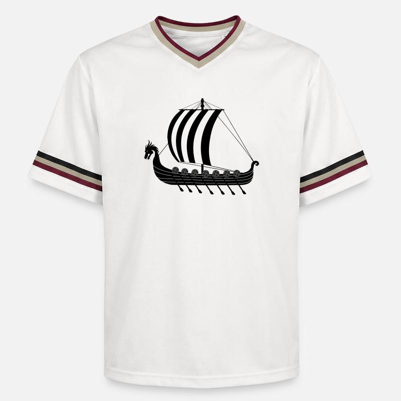 Wikinger-Drachenschiff dragar - Unisex Football Style Mesh T-Shirt - Offwhite/Bordeaux