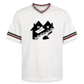 Mason stucco Construction worker - Unisex Football Style Mesh T-Shirt - offwhite/burgundy - Front - AI Model Male 178 light (178cm) & AI Model Male 178 dark (178cm)