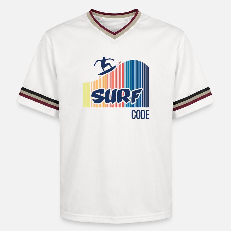 Surf Code - Unisex Football Style Mesh T-Shirt - offwhite/burgundy