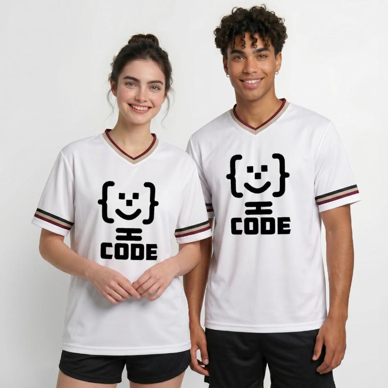 Main programmer code logo with text CODE Unisex Football Style Mesh T-Shirt