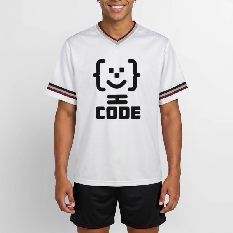 Logo du code du programmeur principal avec texte CODE T-shirt de foot unisexe en mesh