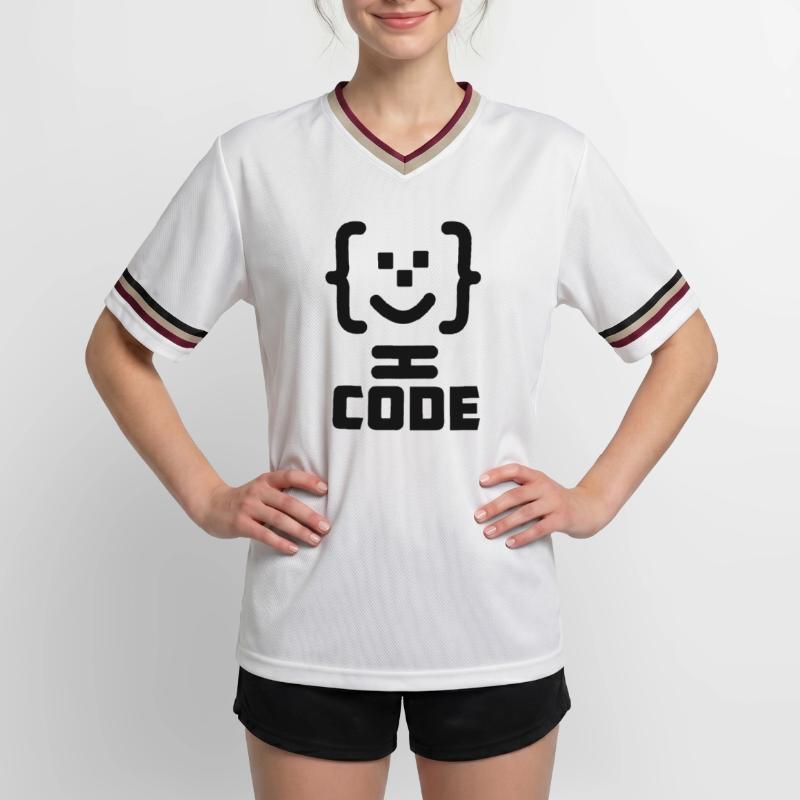 Main programmer code logo with text CODE Unisex Football Style Mesh T-Shirt
