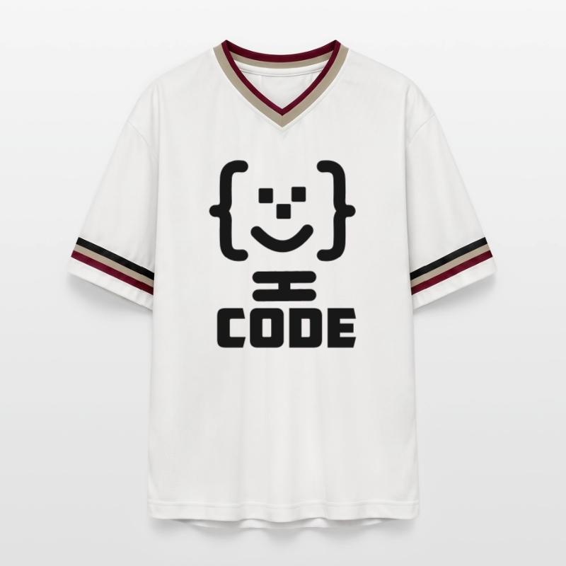 Main programmer code logo with text CODE Unisex Football Style Mesh T-Shirt