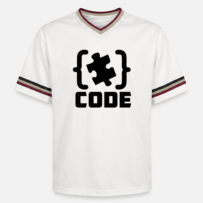 programmer Code puzzle piece solving - Unisex Football Style Mesh T-Shirt - offwhite/burgundy