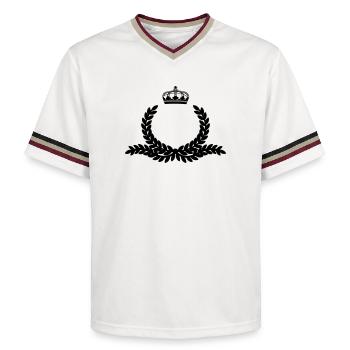 Verzierter Lorbeerkranz mit Krone - Unisex Football Style Mesh T-Shirt - Offwhite/Bordeaux - Vorne - AI Model Male 178 light (178cm) & AI Model Male 178 dark (178cm)