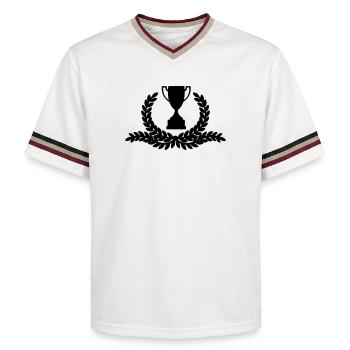Lorbeerkranz mit langen Ablegern von Zweigen - Unisex Football Style Mesh T-Shirt - Offwhite/Bordeaux - Vorne - AI Model Male 178 light (178cm) & AI Model Male 178 dark (178cm)