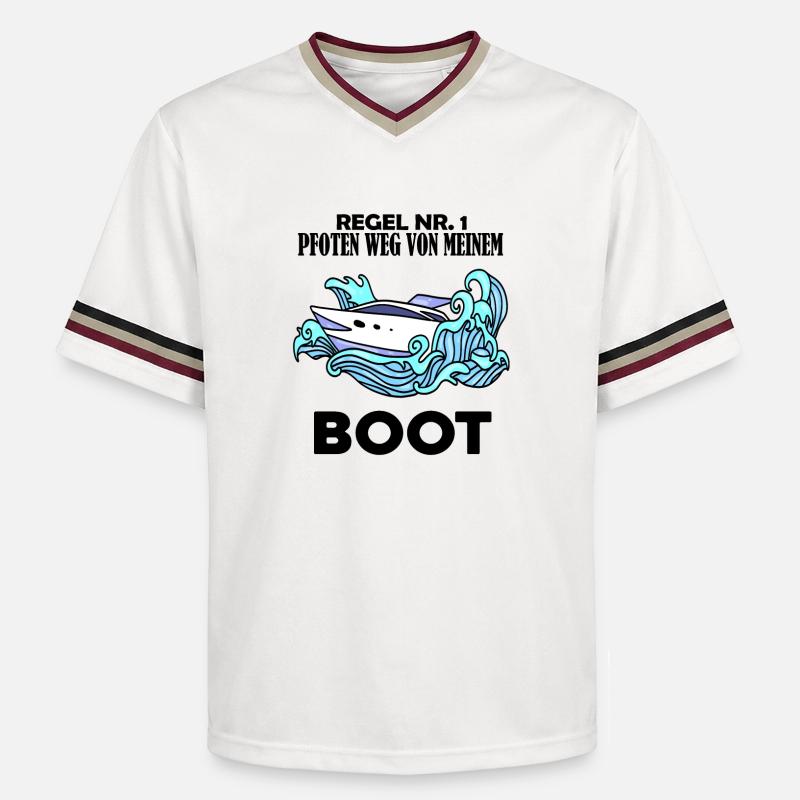Motorboot Kapitän Boot Boote Seefahrt - Unisex Football Style Mesh T-Shirt - Offwhite/Bordeaux