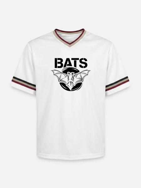 Bats Symbol Logo Bat Illustration Graphic - Unisex Football Style Mesh T-Shirt - offwhite/burgundy
