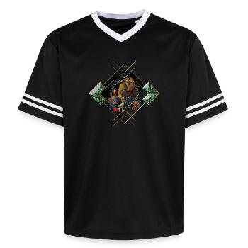 Halloween Design mit Totenkopf, Kürbis und Katze - Unisex Football Style Mesh T-Shirt - Offwhite/Bordeaux - Vorne - AI Model Male 178 light (178cm) & AI Model Male 178 dark (178cm)