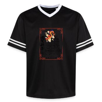 Chinesischer Drachen ART - Unisex Football Style Mesh T-Shirt - Offwhite/Bordeaux - Vorne - AI Model Male 178 light (178cm) & AI Model Male 178 dark (178cm)