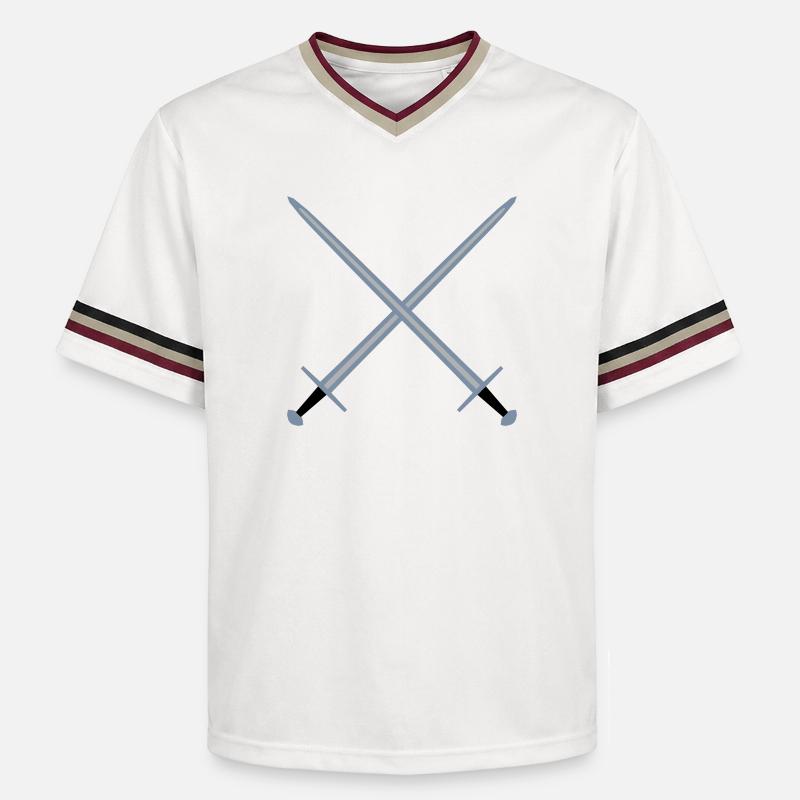 Épées croisées. - T-shirt de foot unisexe en mesh - blanc cassé/bordeaux