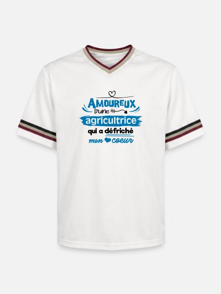 Amoureux d'une agricultrice - T-shirt de foot unisexe en mesh - blanc cassé/bordeaux