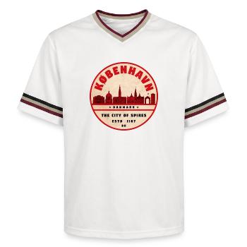 København Retro City Silhouette - Unisex Football Style Mesh T-Shirt - offwhite/burgundy - Front - AI Model Male 178 light (178cm) & AI Model Male 178 dark (178cm)