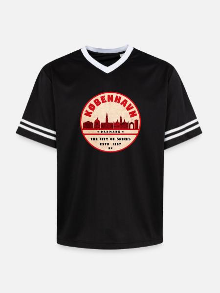 København Retro City Silhouette - Unisex Football Style Mesh T-Shirt - offwhite/burgundy
