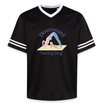 Chien tête en bas - Yoga Tea - T-shirt de foot unisexe en mesh - blanc cassé/bordeaux - Devant - AI Model Male 178 light (178cm) & AI Model Male 178 dark (178cm)