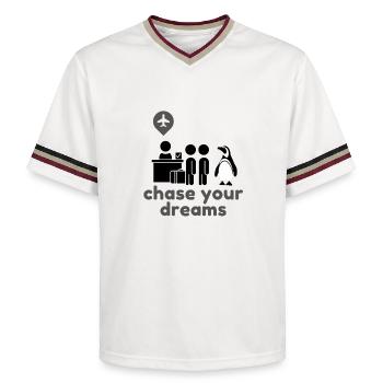 chase your dreams - Unisex Football Style Mesh T-Shirt - Offwhite/Bordeaux - Vorne - AI Model Male 178 light (178cm) & AI Model Male 178 dark (178cm)