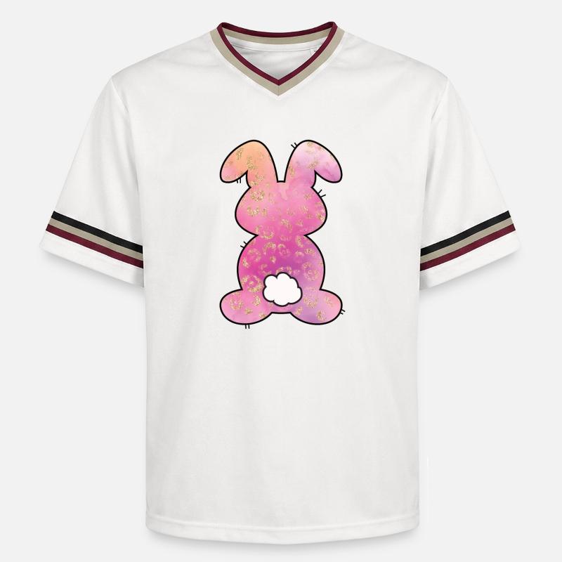 Leopard Pattern Rabbit Easter - Unisex Football Style Mesh T-Shirt - offwhite/burgundy