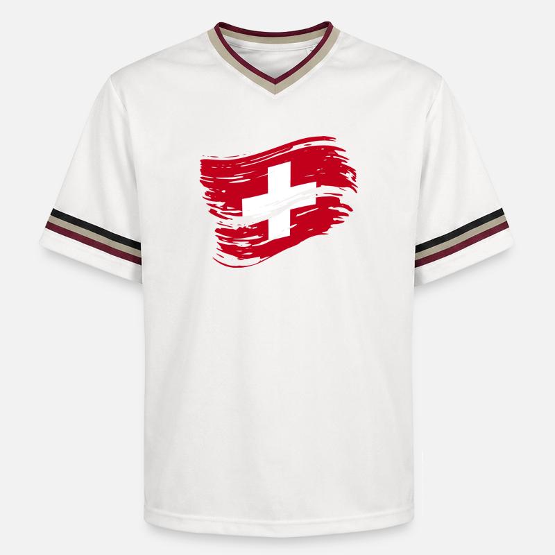 Drapeau suisse - Drapeau suisse - T-shirt de foot unisexe en mesh - blanc cassé/bordeaux