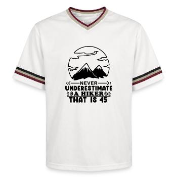 45 years old gift - Unisex Football Style Mesh T-Shirt - offwhite/burgundy - Front - AI Model Male 178 light (178cm) & AI Model Male 178 dark (178cm)
