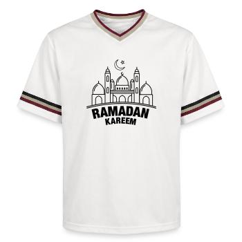 Mosquée Ramadan Kareem - T-shirt de foot unisexe en mesh - blanc cassé/bordeaux - Devant - AI Model Male 178 light (178cm) & AI Model Male 178 dark (178cm)