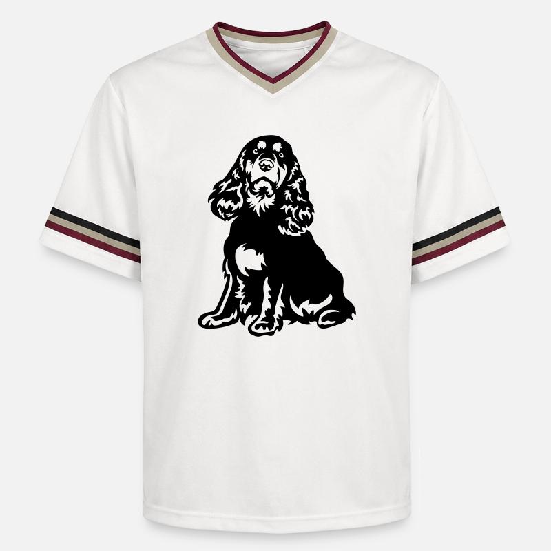 Cocker Spaniel - T-shirt de foot unisexe en mesh - blanc cassé/bordeaux