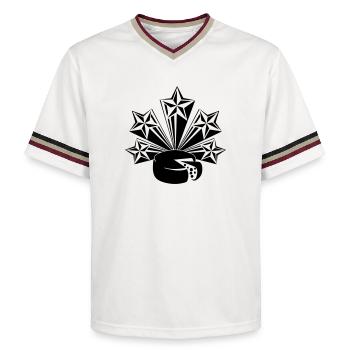 Cheese five radiating stars - Unisex Football Style Mesh T-Shirt - offwhite/burgundy - Front - AI Model Male 178 light (178cm) & AI Model Male 178 dark (178cm)