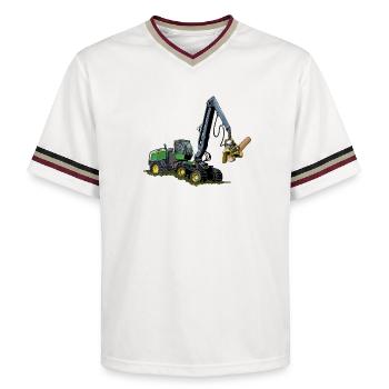 Harvester, Timber Harvester - Unisex Football Style Mesh T-Shirt - offwhite/burgundy - Front - AI Model Male 178 light (178cm) & AI Model Male 178 dark (178cm)
