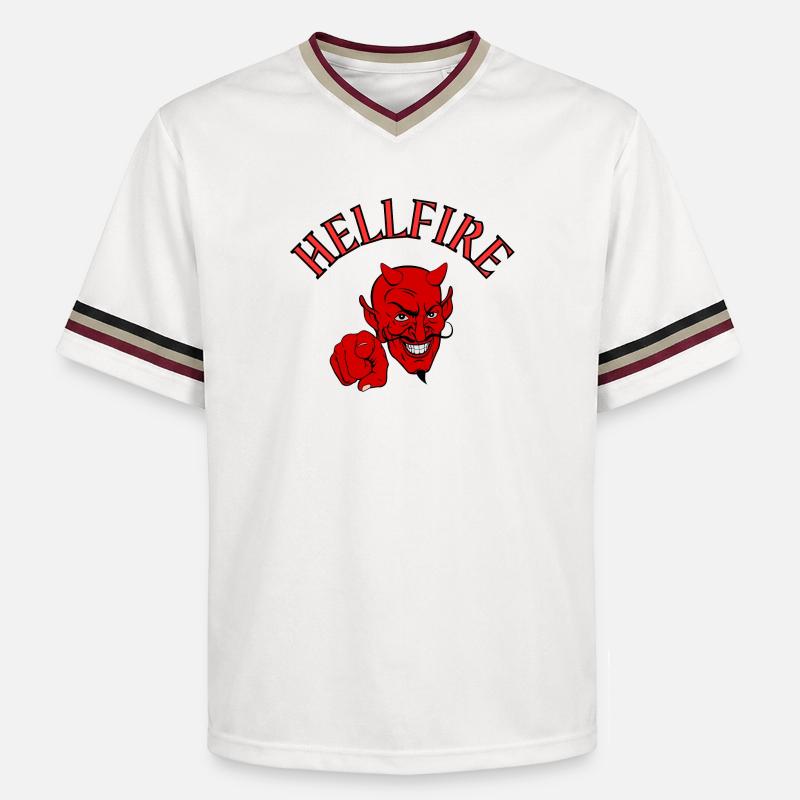 Devil, Satan, Devil, Hellfire - Unisex Football Style Mesh T-Shirt - offwhite/burgundy