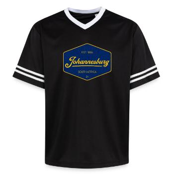Johannesburg Vintage Sign Blau Gelb - Unisex Football Style Mesh T-Shirt - Offwhite/Bordeaux - Vorne - AI Model Male 178 light (178cm) & AI Model Male 178 dark (178cm)