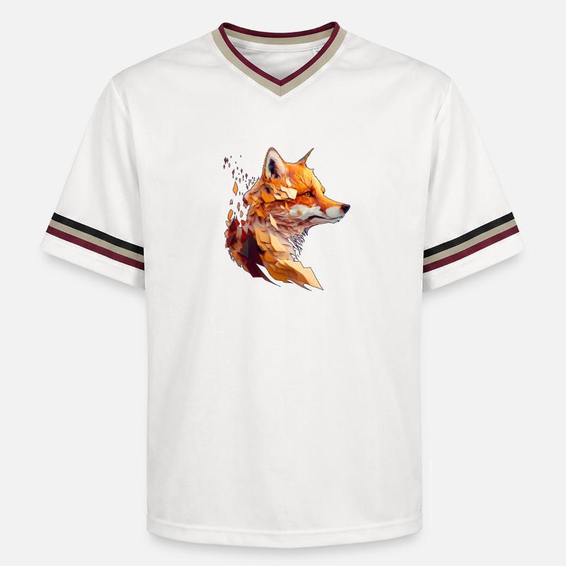 Polygon Fox Design, Pretty Fox - T-shirt de foot unisexe en mesh - blanc cassé/bordeaux