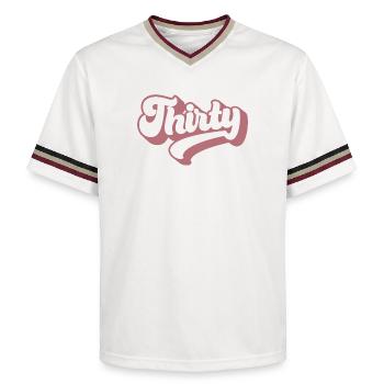Thirty 30th Birthday For Women 30 Years Old - Unisex Football Style Mesh T-Shirt - offwhite/burgundy - Front - AI Model Male 178 light (178cm) & AI Model Male 178 dark (178cm)