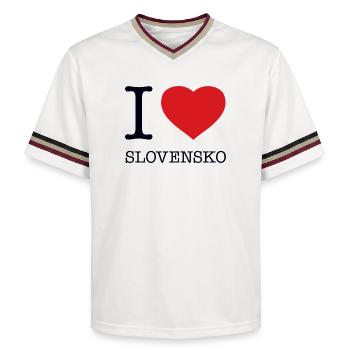 I LOVE SLOVAKIA Slowakei - Unisex Football Style Mesh T-Shirt - Offwhite/Bordeaux - Vorne - AI Model Male 178 light (178cm) & AI Model Male 178 dark (178cm)