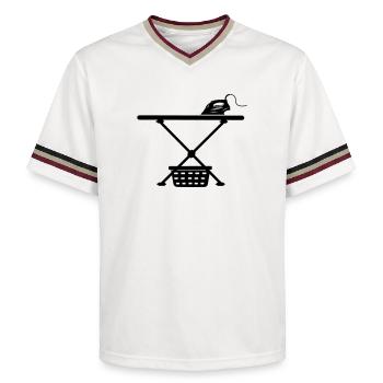 Iron srichplak and laundry basket - Unisex Football Style Mesh T-Shirt - offwhite/burgundy - Front - AI Model Male 178 light (178cm) & AI Model Male 178 dark (178cm)