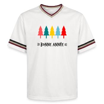 BONNE ANNEE. SAINT SYLVESTRE. NOUVELLE ANNÉE - T-shirt de foot unisexe en mesh - blanc cassé/bordeaux - Devant - AI Model Male 178 light (178cm) & AI Model Male 178 dark (178cm)