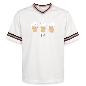 meow meow cat ice cream catlove - Unisex Football Style Mesh T-Shirt - offwhite/burgundy - Front - AI Model Male 178 light (178cm) & AI Model Male 178 dark (178cm)