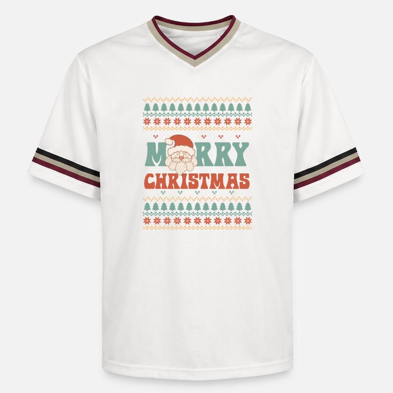Pull de Noël moche - T-shirt de foot unisexe en mesh - blanc cassé/bordeaux