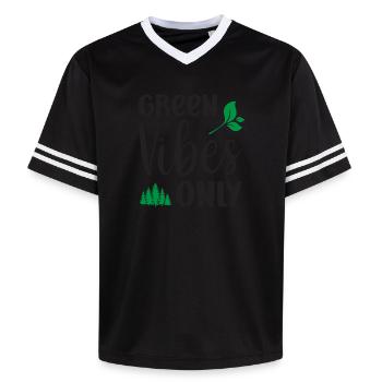 Green Vibes Only - Unisex Football Style Mesh T-Shirt - offwhite/burgundy - Front - AI Model Male 178 light (178cm) & AI Model Male 178 dark (178cm)