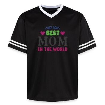 Best Mom in the World - Unisex Football Style Mesh T-Shirt - offwhite/burgundy - Front - AI Model Male 178 light (178cm) & AI Model Male 178 dark (178cm)