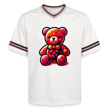 Bear - Unisex Football Style Mesh T-Shirt - offwhite/burgundy - Front - AI Model Male 178 light (178cm) & AI Model Male 178 dark (178cm)
