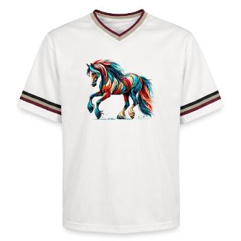Pferd - Unisex Football Style Mesh T-Shirt - Offwhite/Bordeaux - Vorne - AI Model Male 178 light (178cm) & AI Model Male 178 dark (178cm)