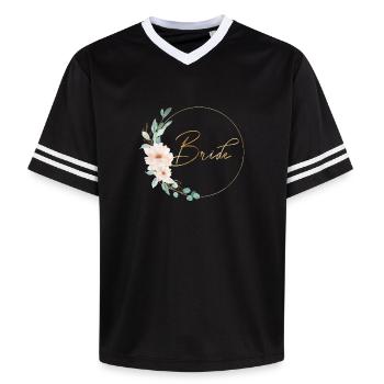 L’équipe de la mariée ! Fleurs, Cercle, Personnalisable - T-shirt de foot unisexe en mesh - blanc cassé/bordeaux - Devant - AI Model Male 178 light (178cm) & AI Model Male 178 dark (178cm)