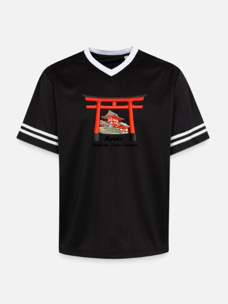 Kioto, Japonia, Fushimi Inari Taisha Rysunek odręczny - Koszulka piłkarska unisex z siateczki - złamana biel/bordowy
