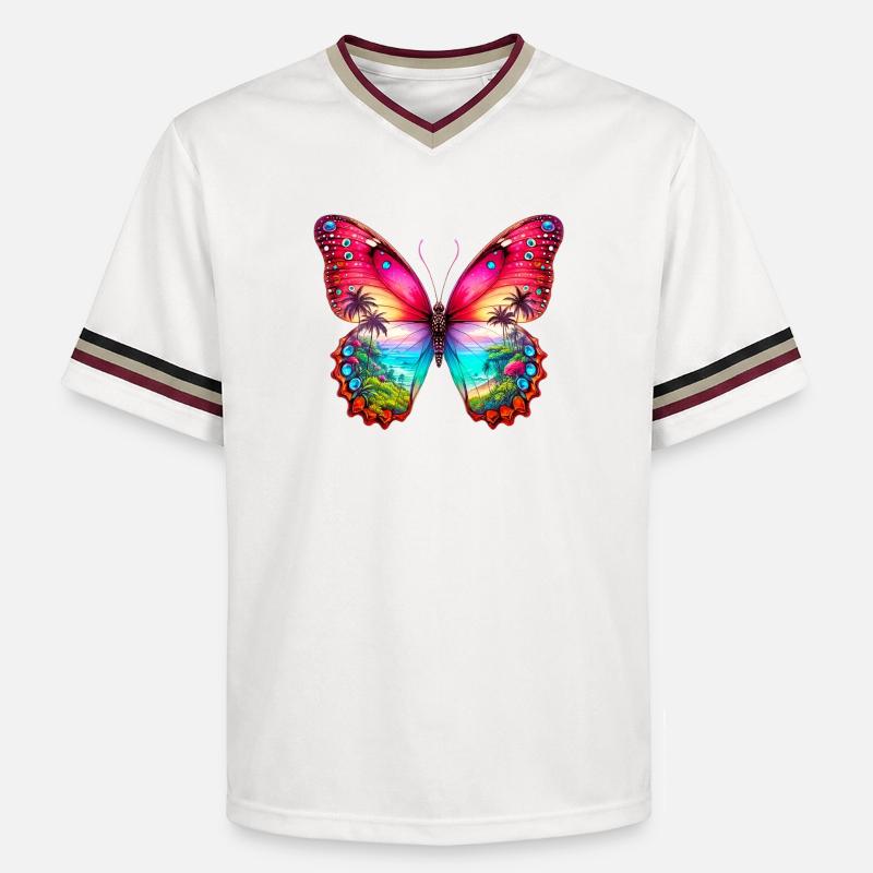 Papillon - T-shirt de foot unisexe en mesh - blanc cassé/bordeaux