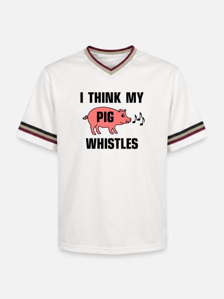 I think my pig whistles - Unisex Football Style Mesh T-Shirt - offwhite/burgundy