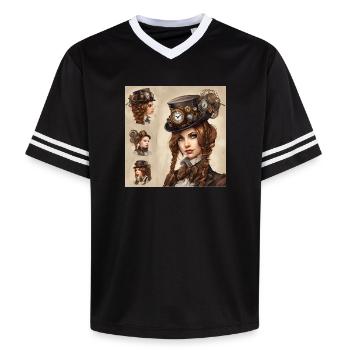 Belle fille dans le style steampunk - T-shirt de foot unisexe en mesh - blanc cassé/bordeaux - Devant - AI Model Male 178 light (178cm) & AI Model Male 178 dark (178cm)
